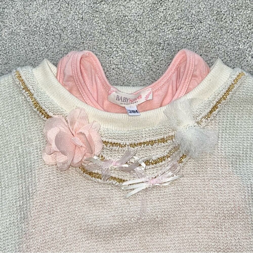 24m Baby Sara Sara Hannah Banana Girls 3pc Matching Outfit Set Top Skirt Sweater - Picture 4 of 10